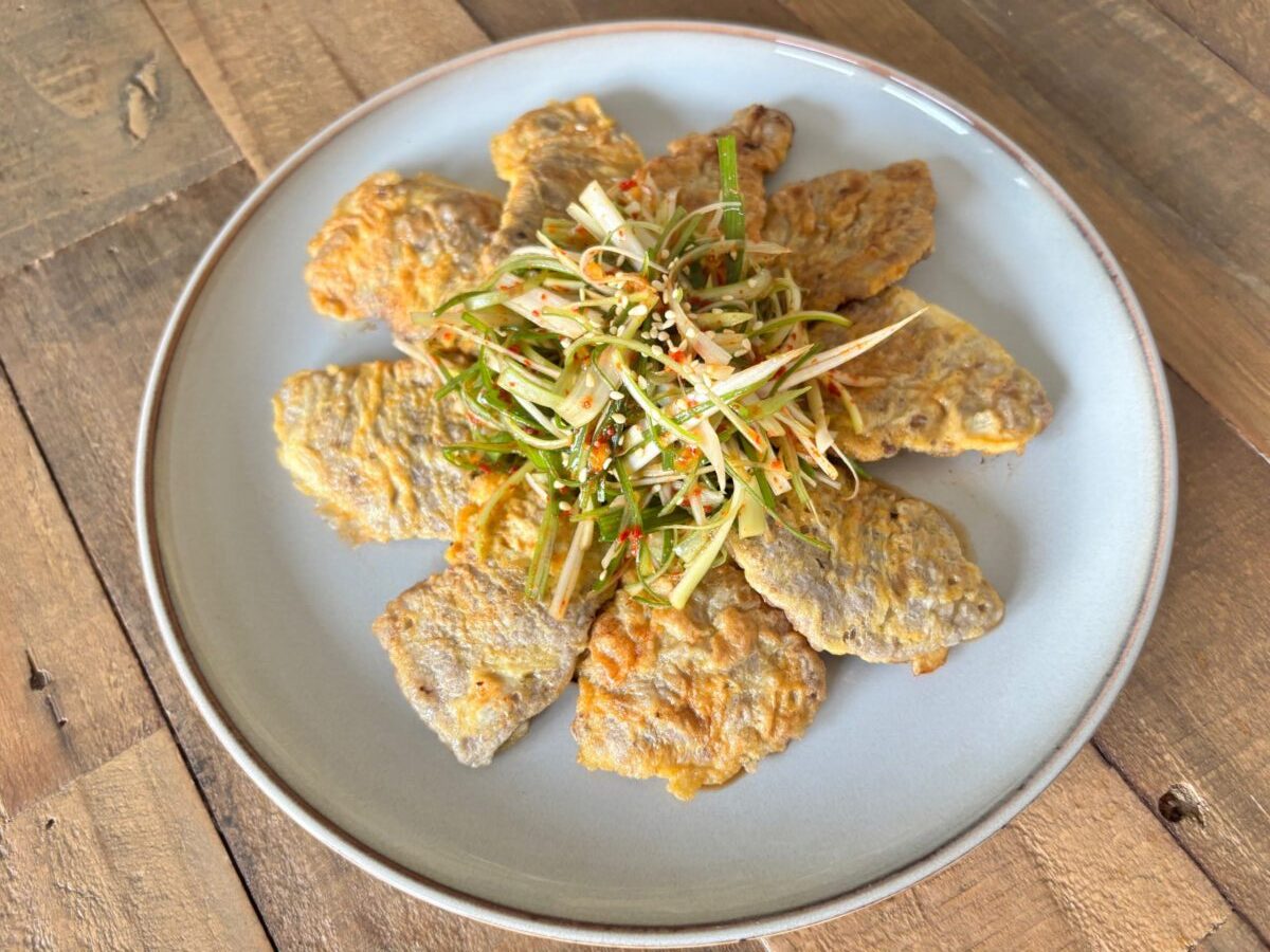 Beef Yukjeon (소고기육전) with Green Onion Salad (파채샐러드)
